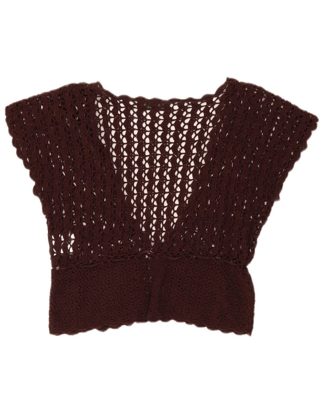 A WEAR Womens Crop Ærmeløs hæklet cardigantop UK 12 Medium Brown