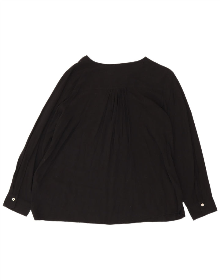 MARKS & SPENCER Dame langærmet bluse Top UK 16 Stor sort viskose