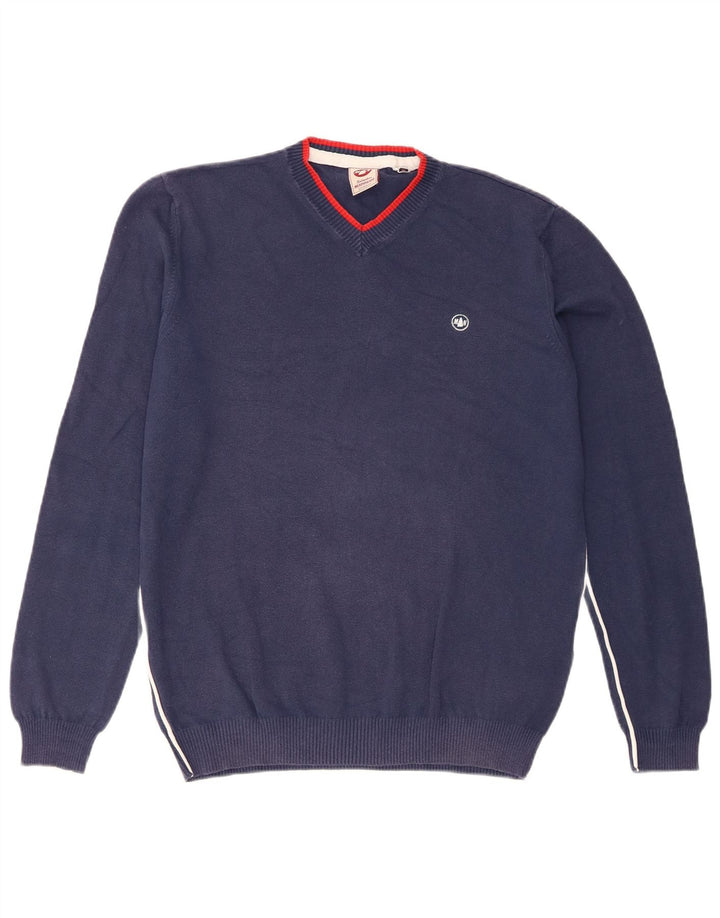 Murphy & Nye Herre Sailmakers V-hals sweater Stor marineblå bomuld