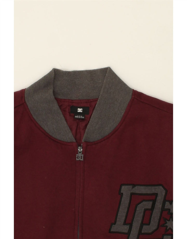 DC Mens Graphic Tracksuit Top Jacket Large Burgundy Colourblock Cotton Vintage DC and Second-Hand DC from Messina Hembry 