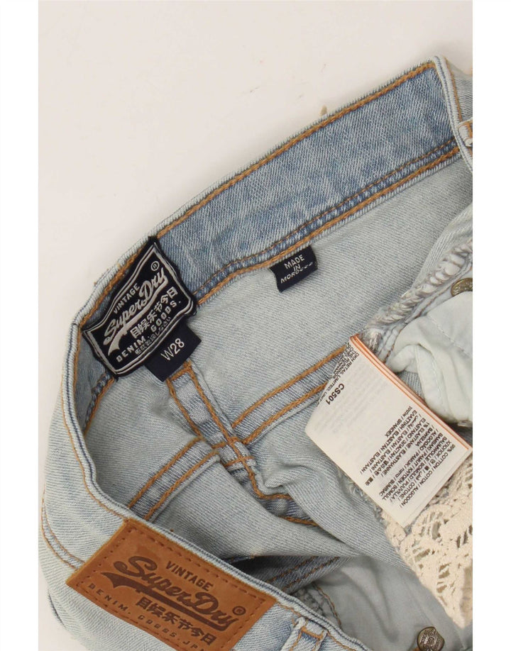 Superdry denimshorts til kvinder W28 mellemblå bomuld
