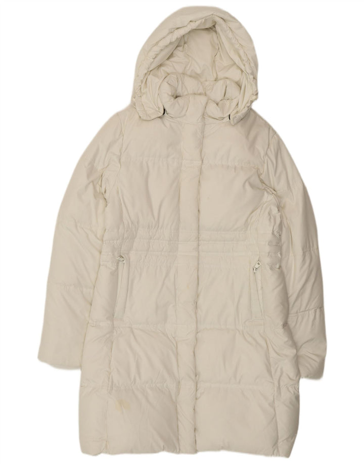Gas Dame Hætte Polstret Frakke UK 14 Medium White Polyester