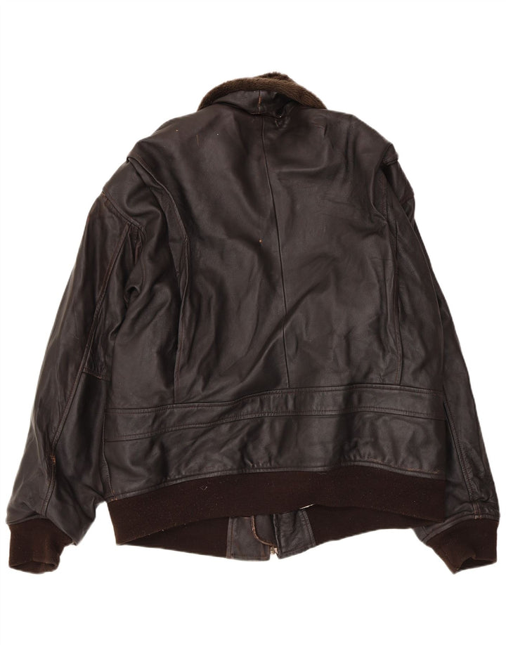 Vintage herre læderjakke UK 42 XL brunt læder