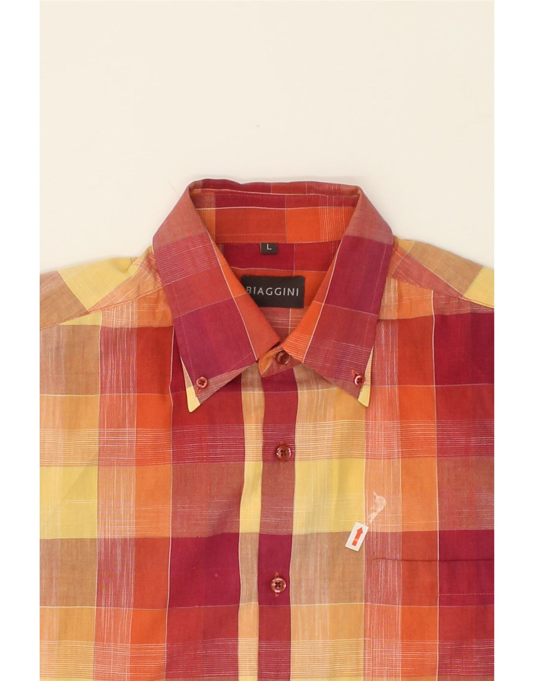 BIAGGINI Mens Short Sleeve Shirt Large Multicoloured Check Cotton Vintage Biaggini and Second-Hand Biaggini from Messina Hembry 