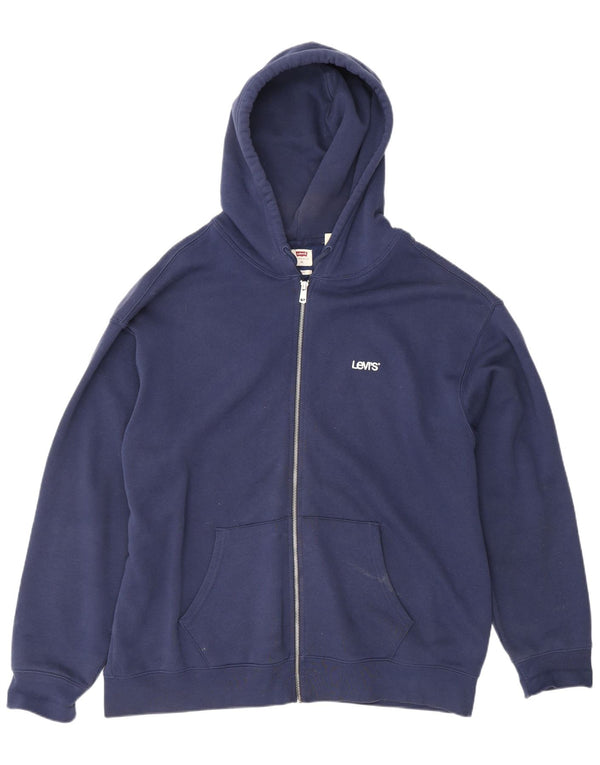 LEVI'S Herre afslappet hættetrøje med lynlås XL marineblå bomuld