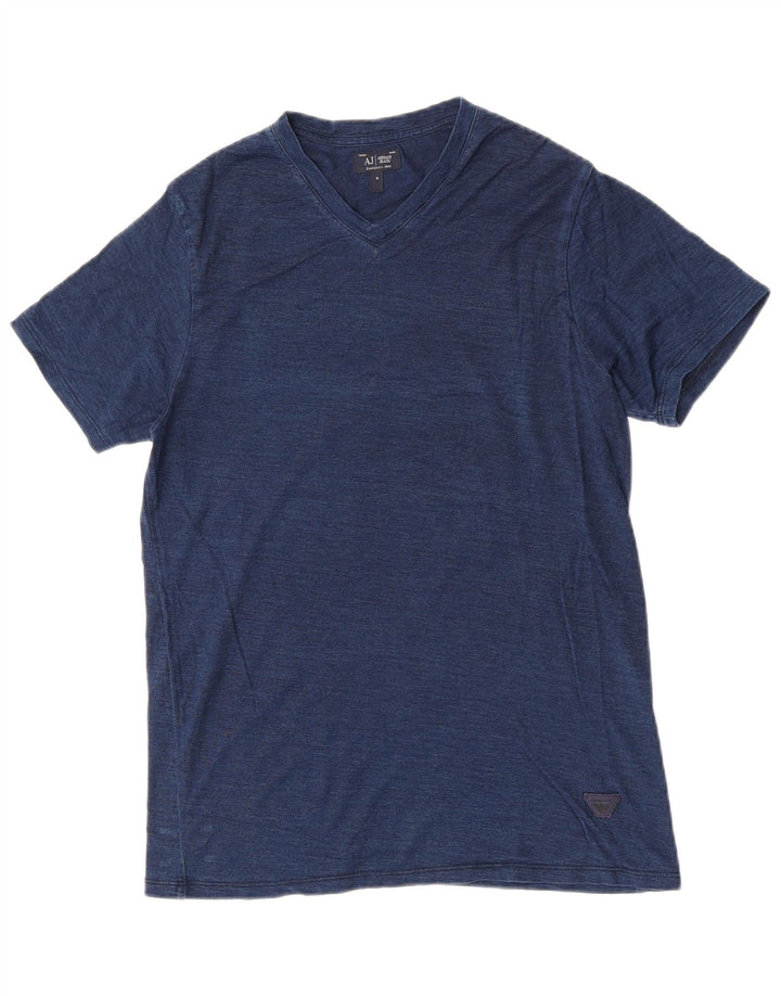 Armani Herre grafisk T-shirt Top Lille Blå Flecked Bomuld