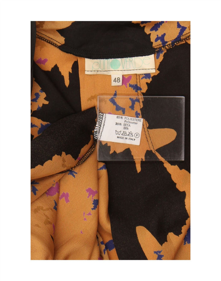 Vintage kvinders abstrakt mønster cardigan top IT 48 XL gul polyester