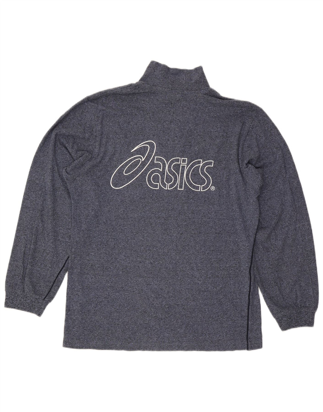 Asics Herre Grafisk Zip Neck Sweatshirt Jumper Large Navy Blue Flecked