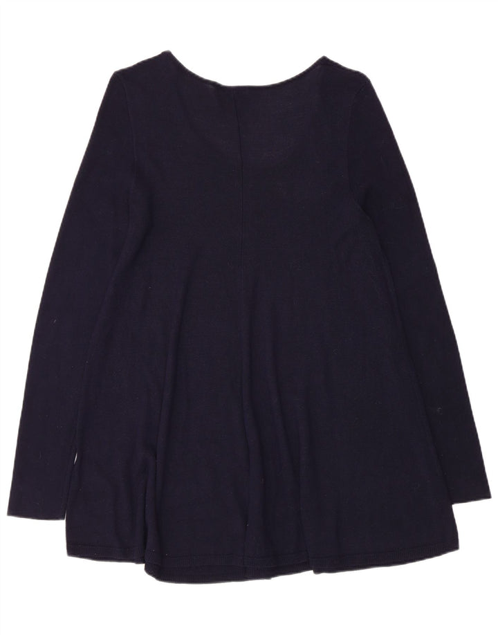 FASE otte Dame Langærmet Bluse Top UK 12 Medium Navy Blue Viscose