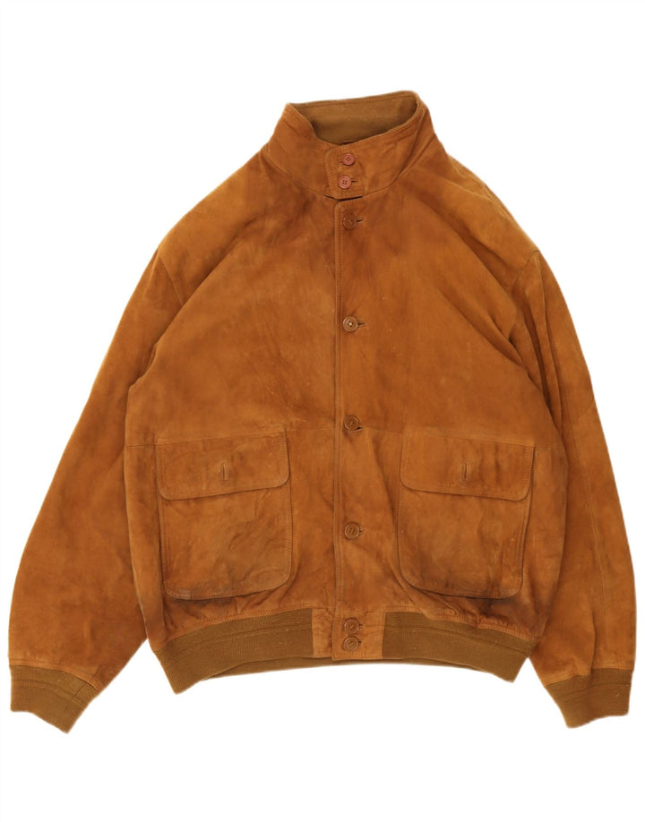 Vintage herre ruskind bomberjakke IT 54 2XL Brun