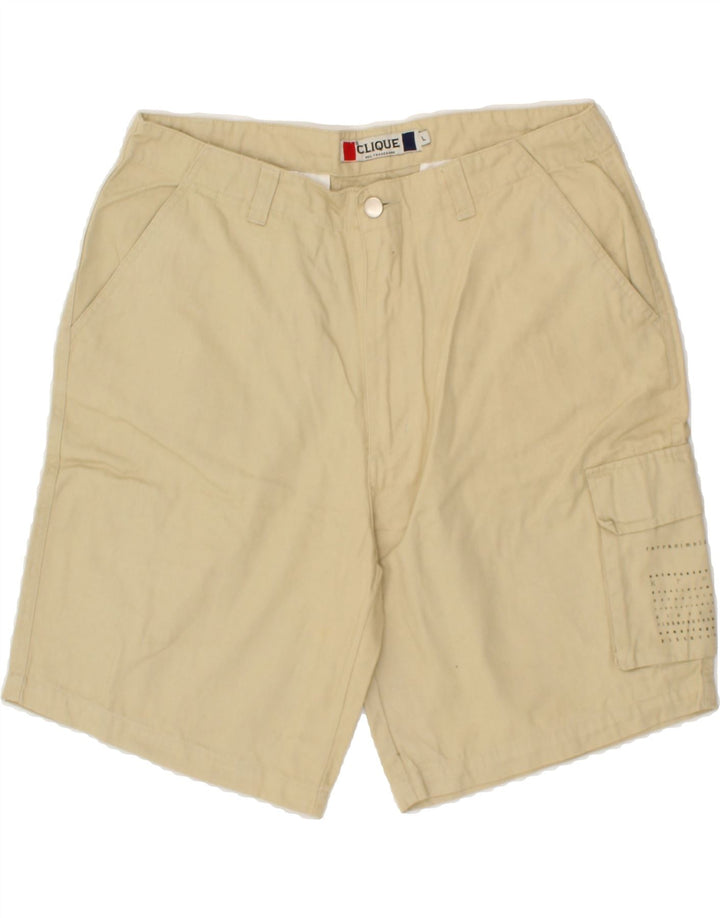 VINTAGE Womens Cargo Shorts Large W32 Beige Cotton Vintage Vintage and Second-Hand Vintage from Messina Hembry 