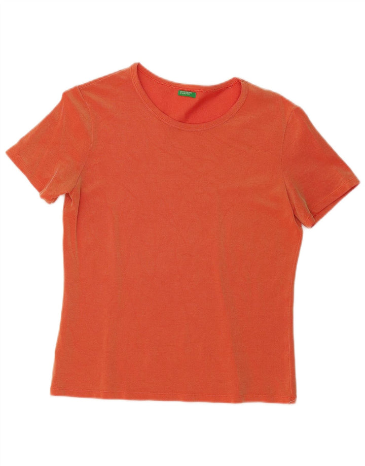 Benetton Dame T-Shirt Top UK 12 Medium Orange
