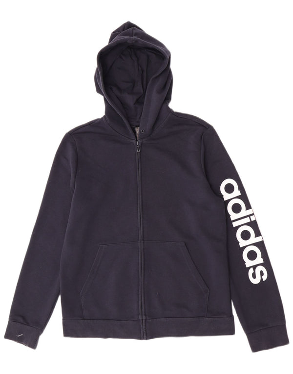 Adidas Dame Grafisk Hættetrøje Sweater UK 16/18 Large Navy Blue Sports