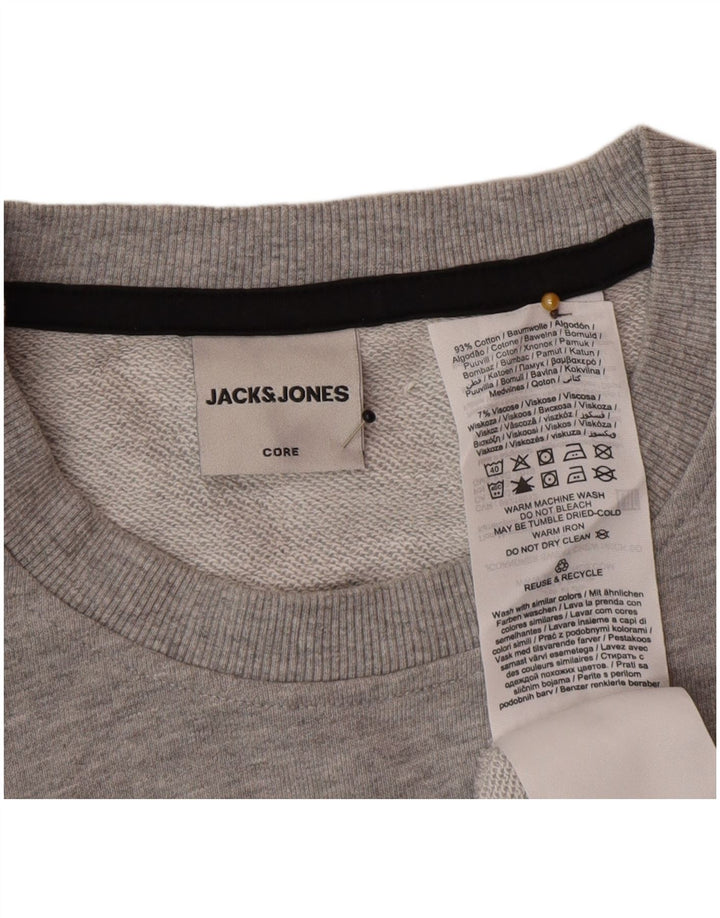 Jack & Jones Sweatshirt til mænd, stor grå flækket bomuld