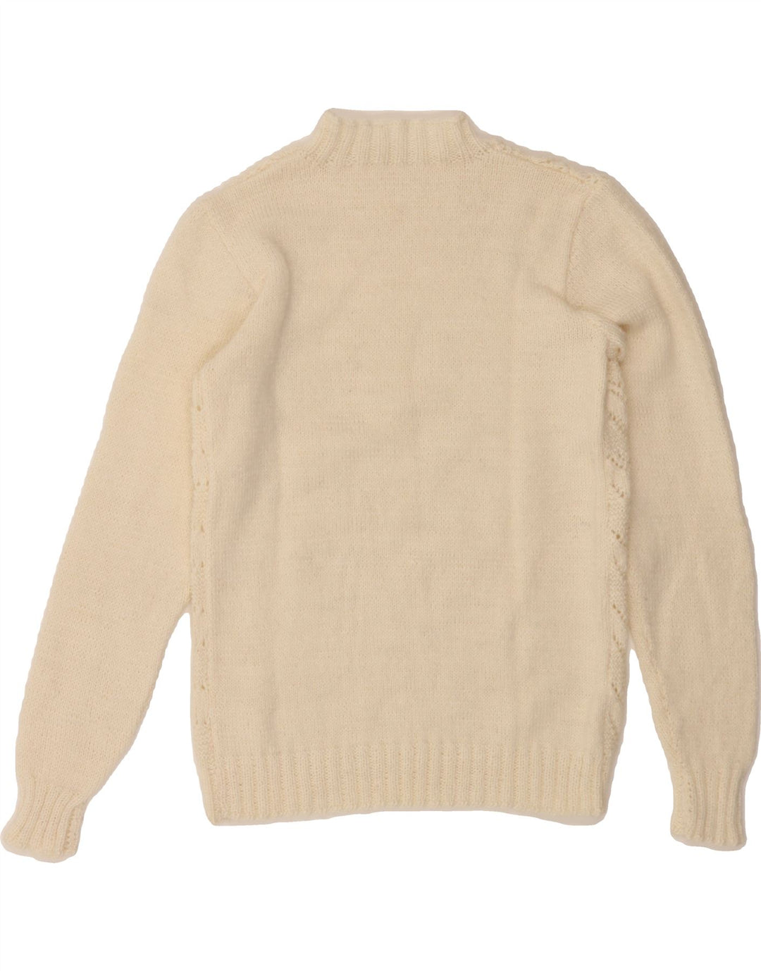 VINTAGE Womens Turtle Neck Jumper Sweater UK 10 Small Off White Chevron Vintage Vintage and Second-Hand Vintage from Messina Hembry 