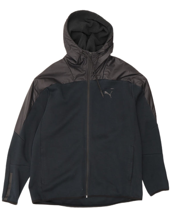 Puma Træningsdragt med hætte til mænd, topjakke, stor sort farveblok