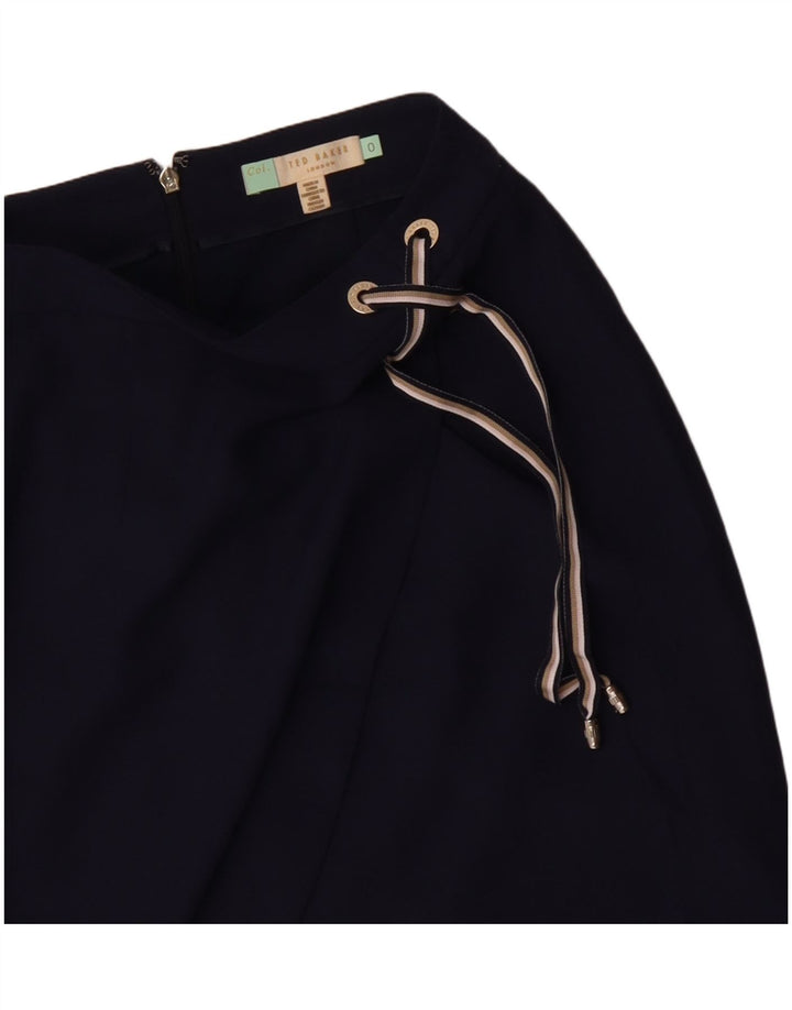 TED BAKER Dame Pencil Skirt Størrelse 0 2XS W24 Marineblå