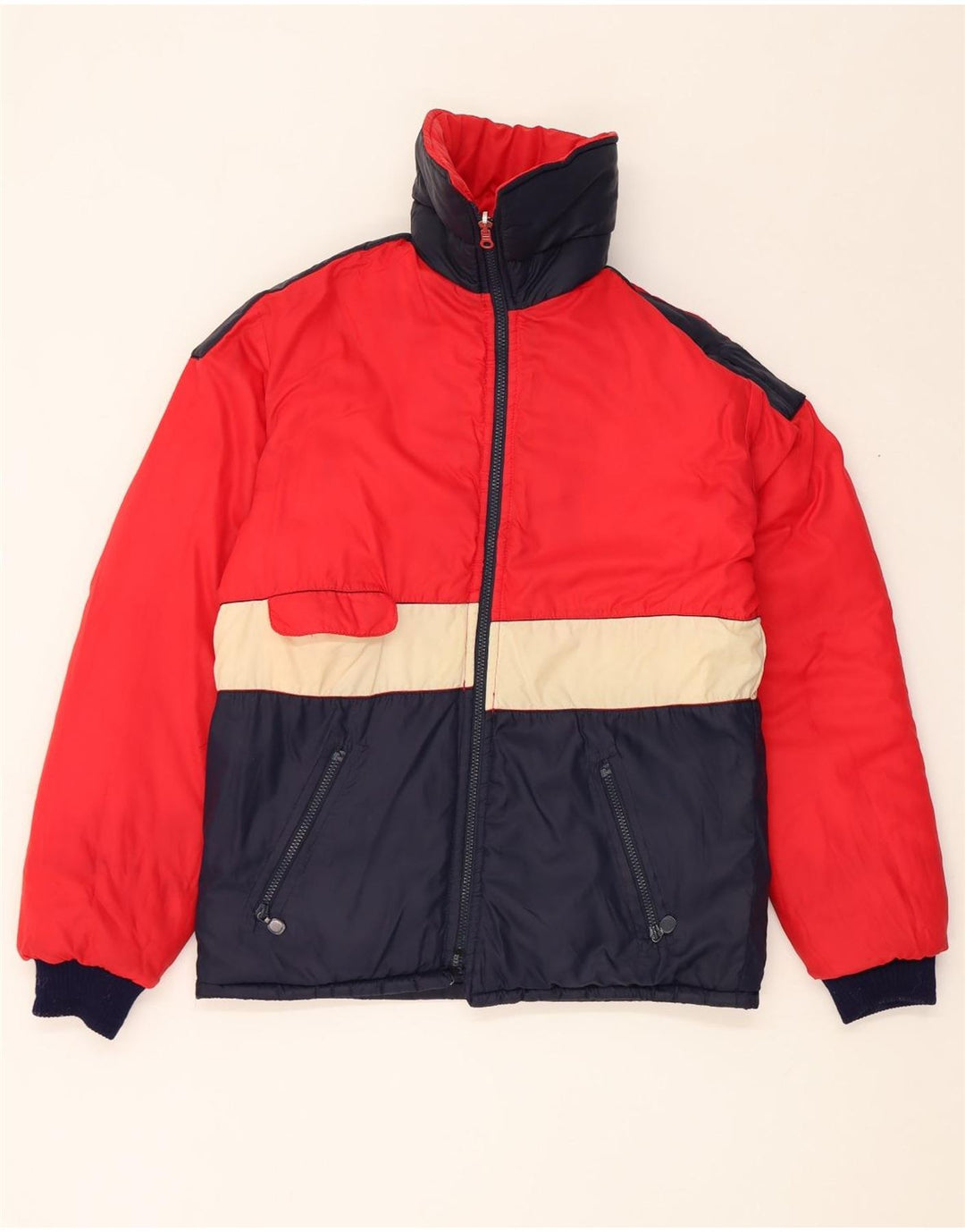 Vintage herre vendbar polstret jakke UK 38 Medium Navy Blue Colourblock
