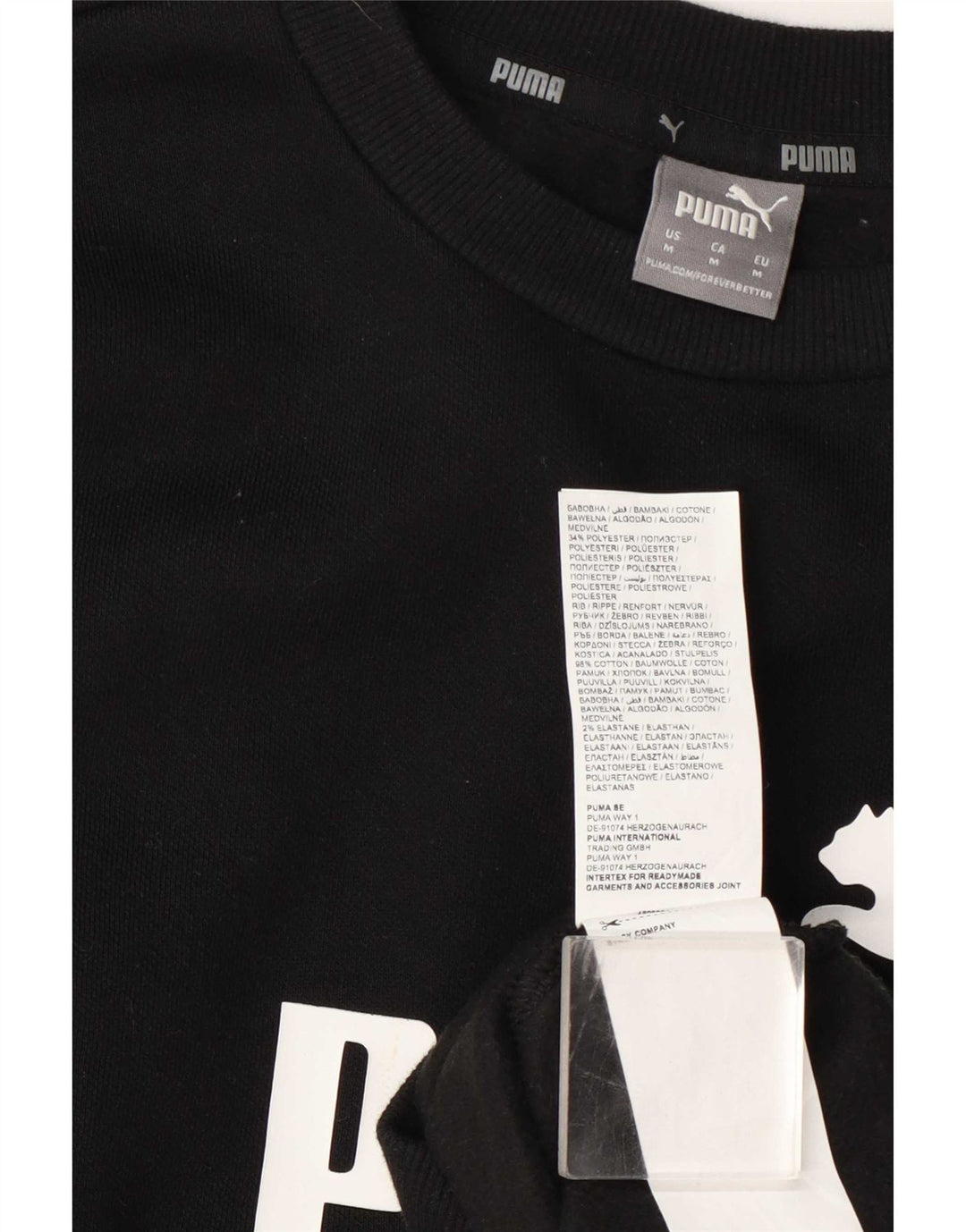 Puma Graphic Sweatshirt Jumper UK 14 Medium Sort Bomuld