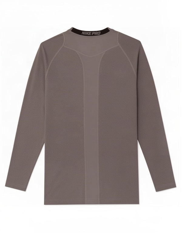 Nike Dame Dri Fit Top Langærmet UK 10 Small Grey Colourblock Polyester