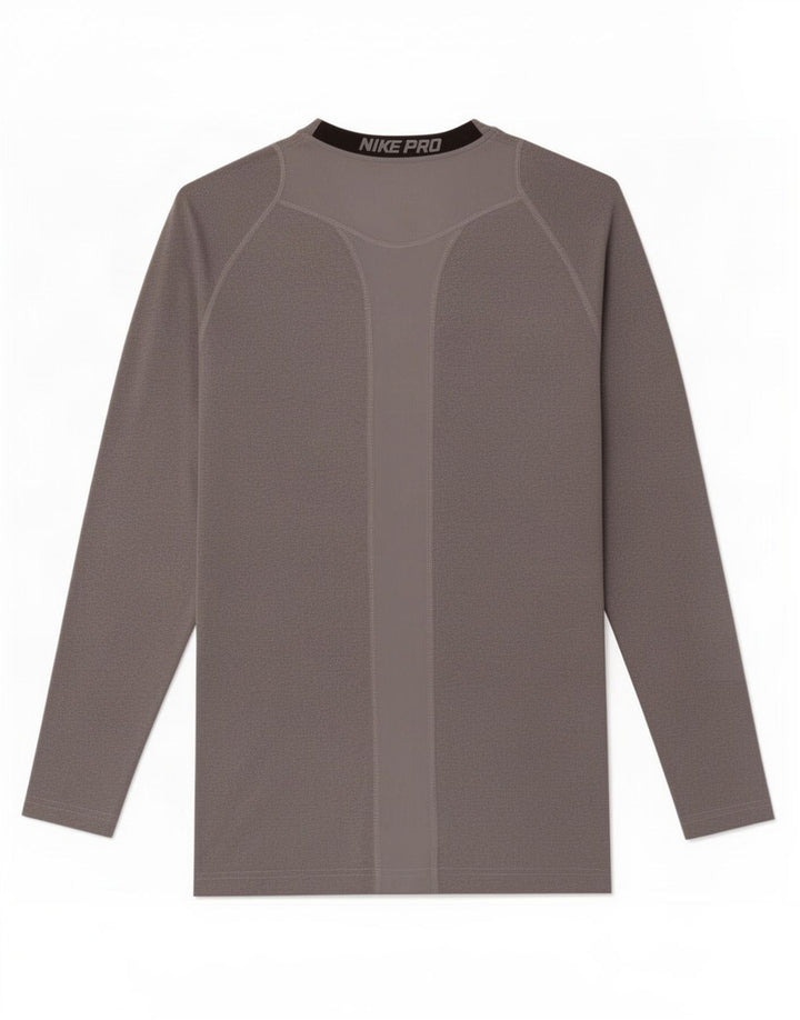 Nike Dame Dri Fit Top Langærmet UK 10 Small Grey Colourblock Polyester