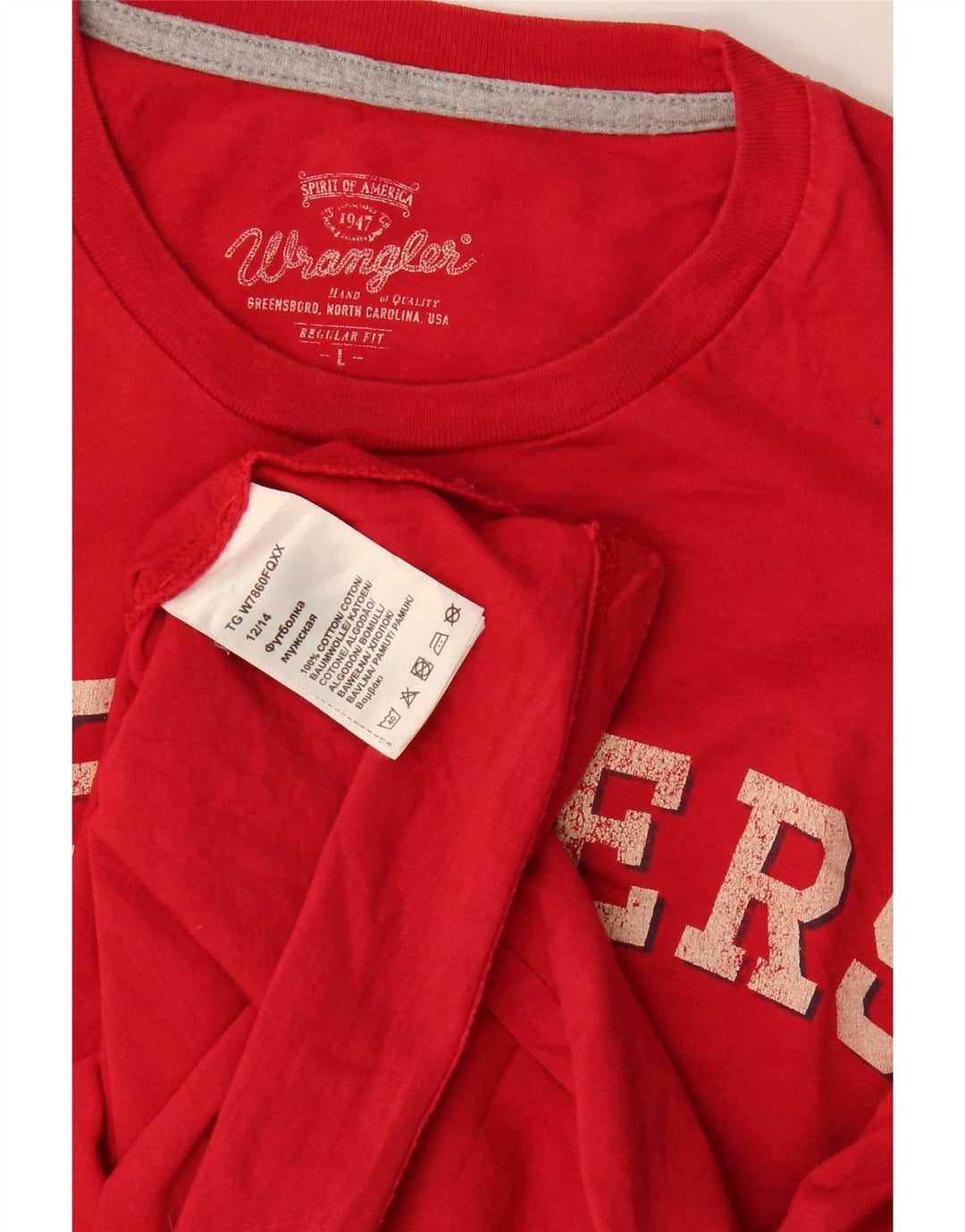 Wrangler Herre Regular Fit Grafisk T-Shirt Top Stor Rød Bomuld