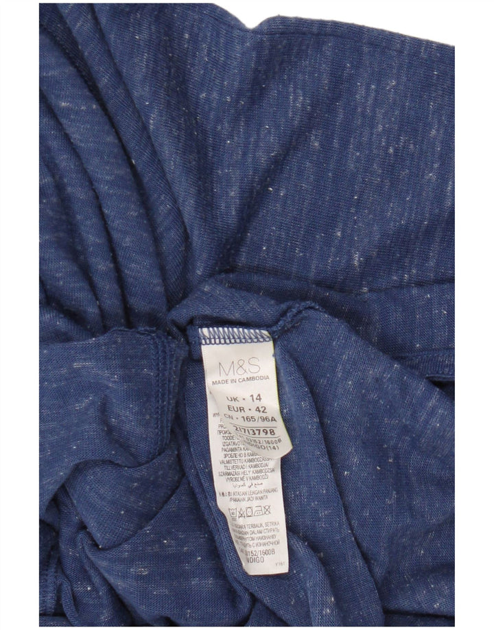 Marks & Spencer Dame Top 3/4 ærmer UK 14 Medium Blue Flecked Polyester