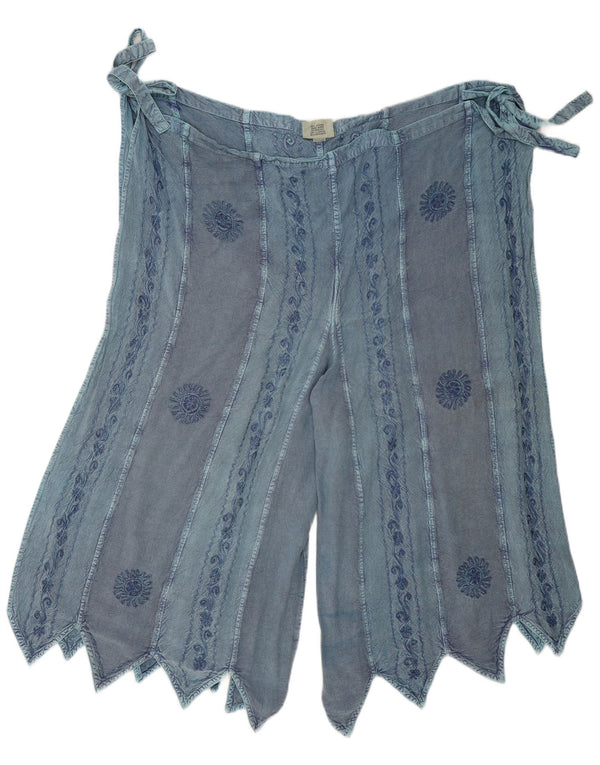 Rapp Dame Wrap Capri Bukser UK 22 3XL W60 L23 Blue Floral Viscose