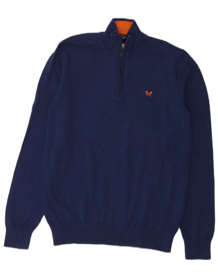 Besætningstøj Herre Zip Neck Jumper Sweater Medium Navyblå Bomuld