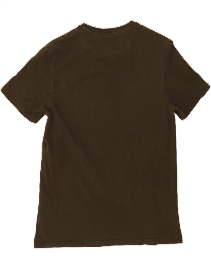 LYLE & SCOTT Mens Graphic T-Shirt Top Small Khaki Cotton Vintage Lyle & Scott and Second-Hand Lyle & Scott from Messina Hembry 