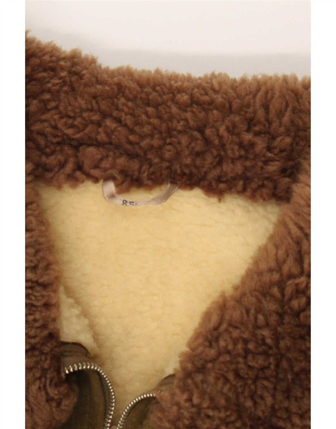 Vintage Herre Sherpa Ruskindsjakke IT 58 4XL Khaki