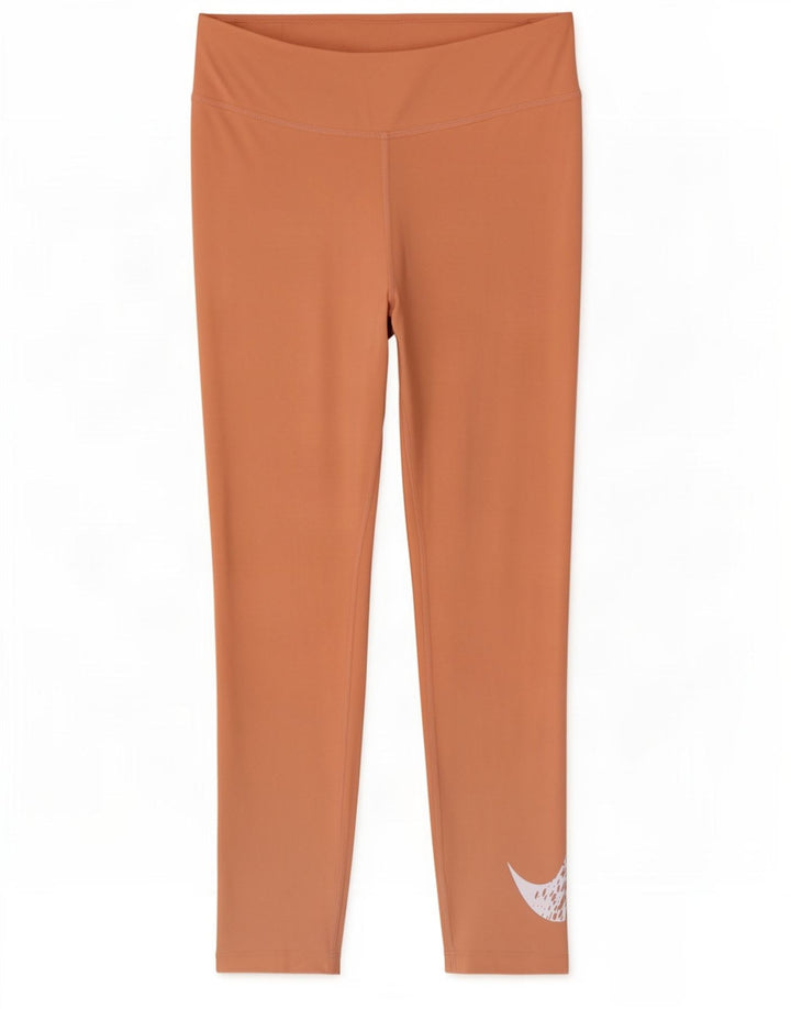 Nike Dame Dri Fit Leggings UK 14 Medium Orange Polyester