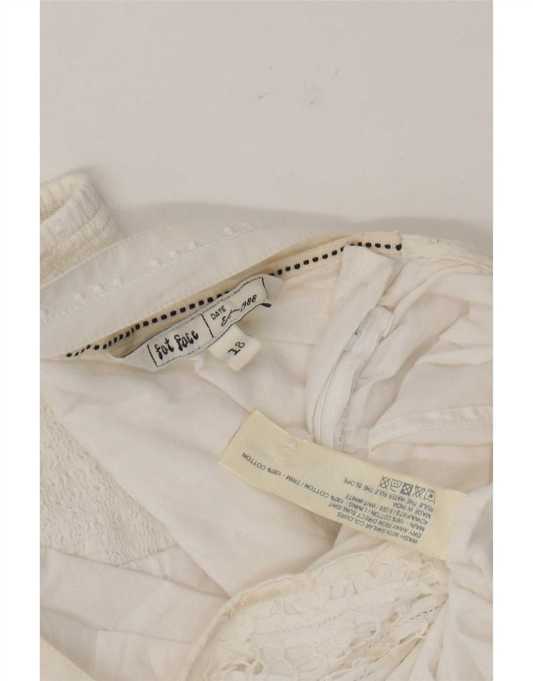 Fat Face Dame Cami Top UK 18 XL Hvid Bomuld