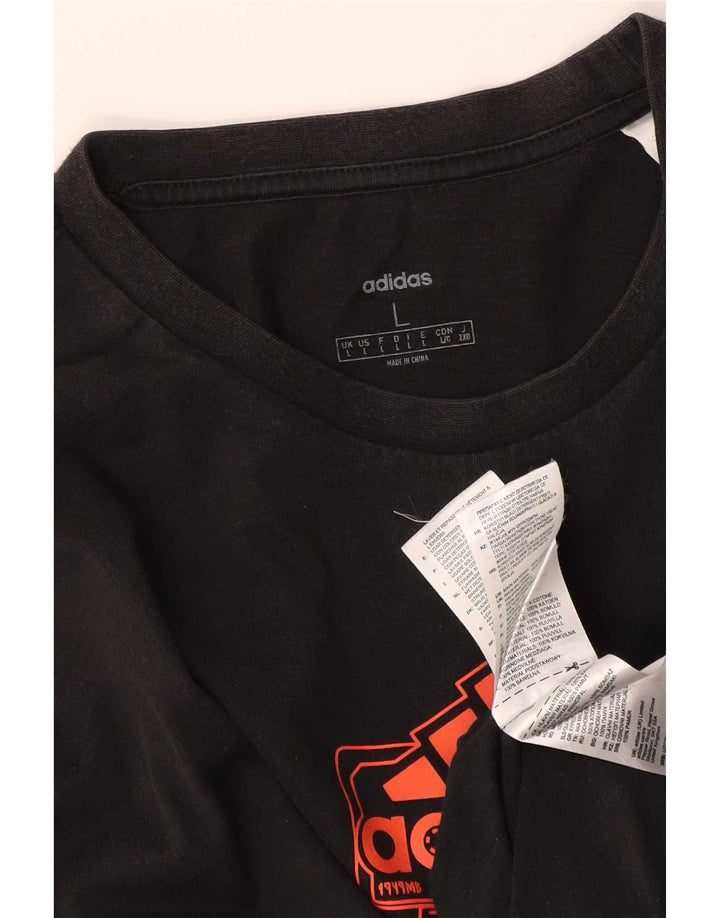 Adidas Herre Grafisk Top Langærmet Stor Sort Bomuld