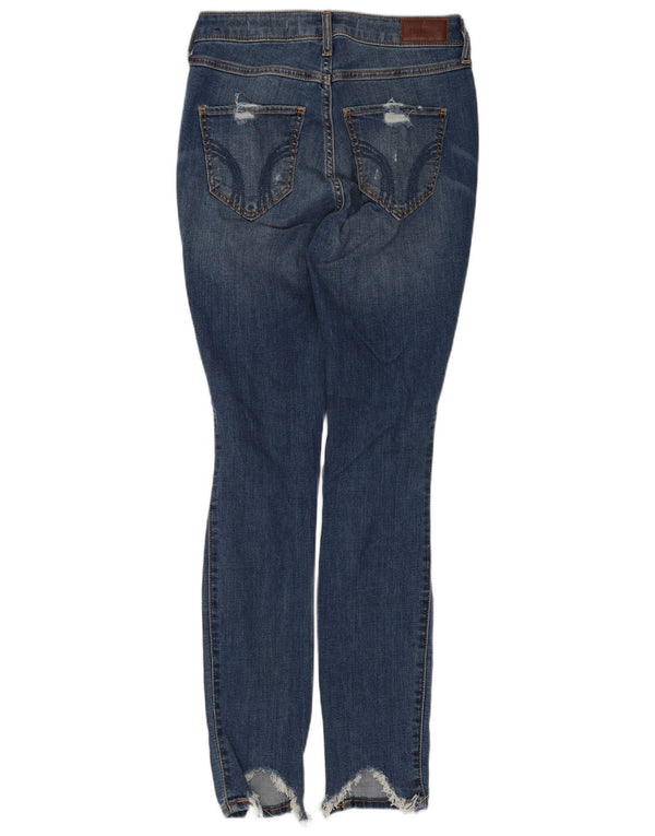 Hollister Kvinder Distressed Skinny Jeans US 1 XS W25 L28 Blå Bomuld