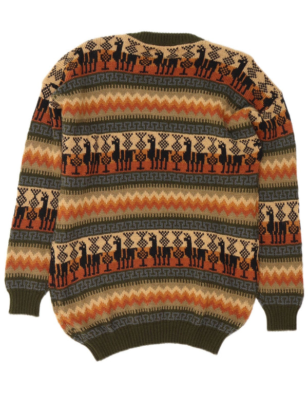 Vintage mænd med rund hals sweater medium flerfarvet Fair Isle