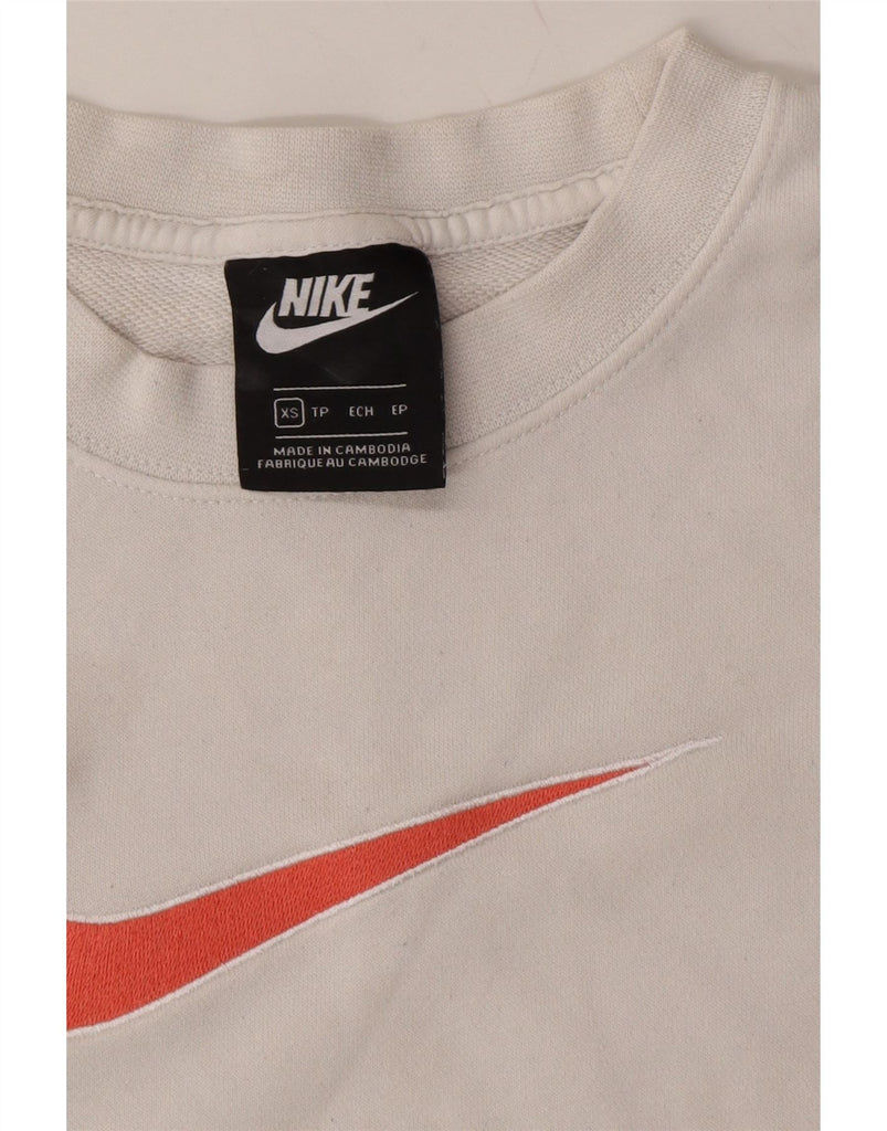 NIKE Womens Sweatshirt Jumper UK 6 XS Beige Colourblock Cotton Vintage Nike and Second-Hand Nike from Messina Hembry 