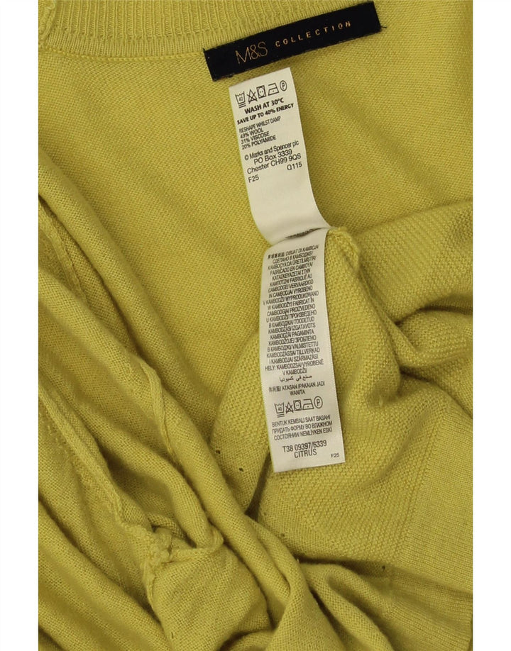 Marks & Spencer Womens Open Cardigan Sweater UK 12 Medium Yellow Wool