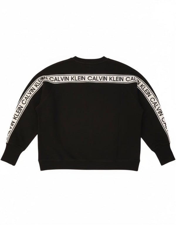 Calvin Klein Dame Grafisk Sweatshirt Jumper UK 18 XL Sort Colourblock