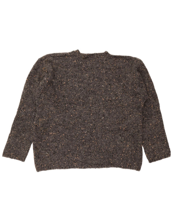 J. CREW Sweater med rund hals til kvinder UK 14 Medium Grå Flecked