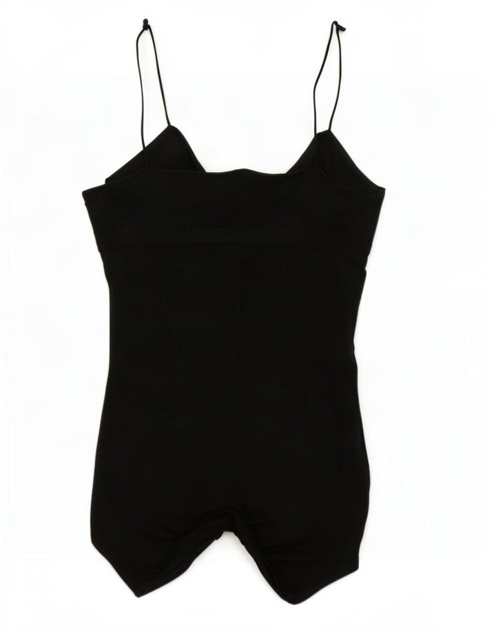 Armani Jeans Dame Ærmeløs Asymmetrisk Tunika Top UK 12 Medium Sort Silke