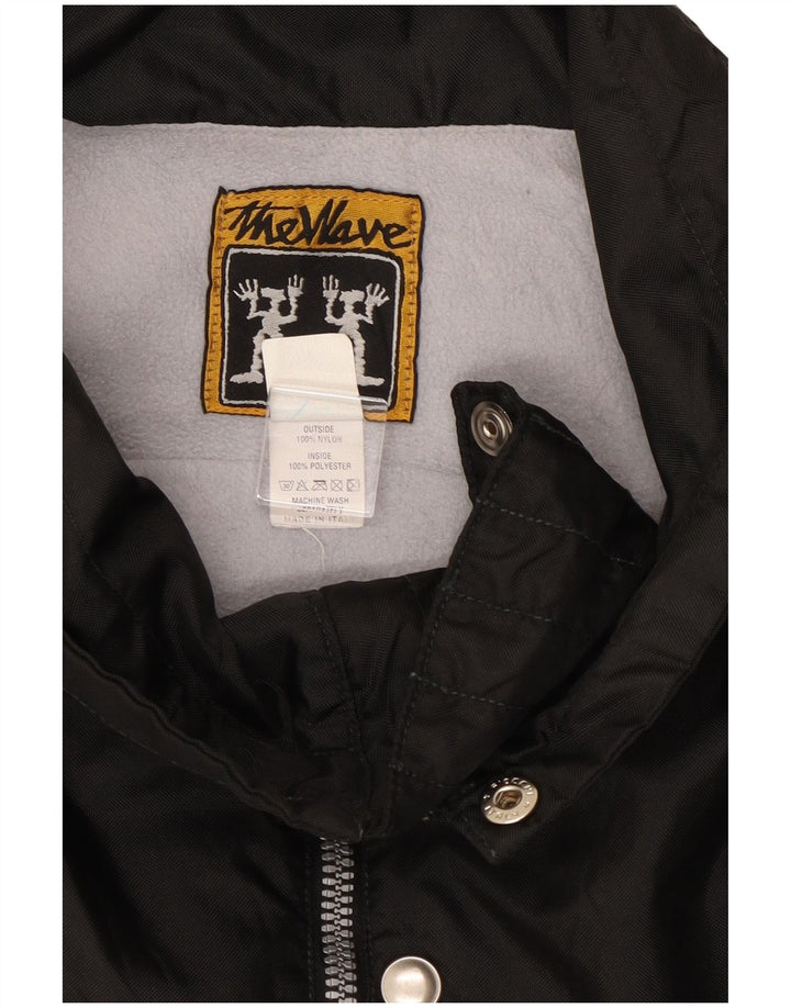 Vintage Herre Grafisk Windbreaker Jacket UK 40 Stor Sort Nylon