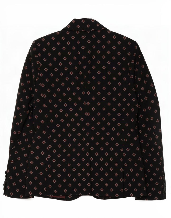 Marks & Spencer Dame 1 Knap Blazer Jakke UK 10 Lille Sort Geometrisk