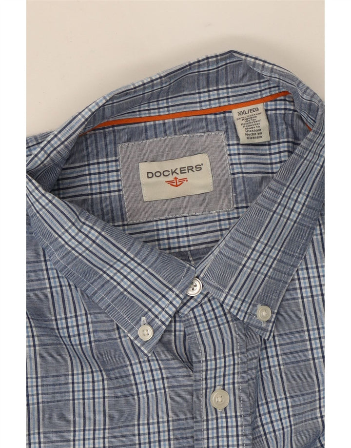 DOCKERS Mens Shirt 2XL Blue Check Cotton Vintage Dockers and Second-Hand Dockers from Messina Hembry 