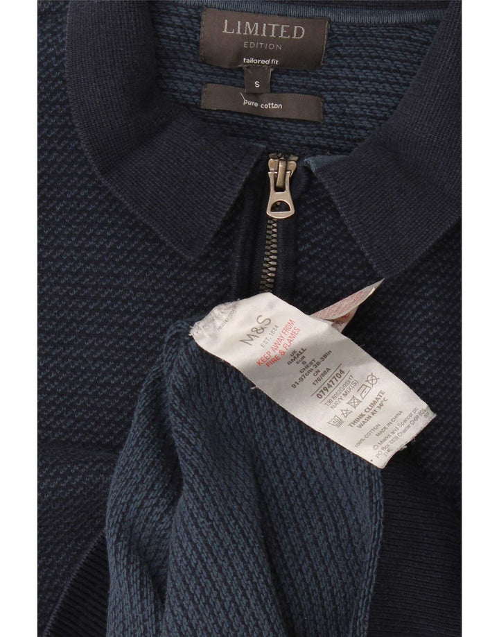 Marks & Spencer herre skræddersyet pasform polo hals sweater lille marineblå