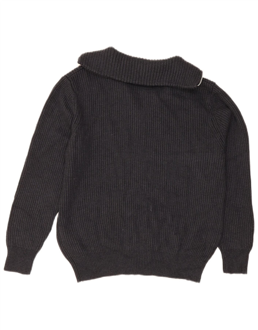 Zara Herre Zip Neck Jumper Sweater Lille Grå Polyester