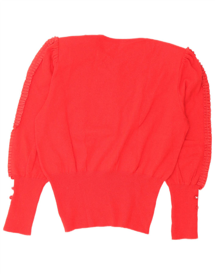 Vintage dame sweater med rund hals DK 14 Medium rød uld