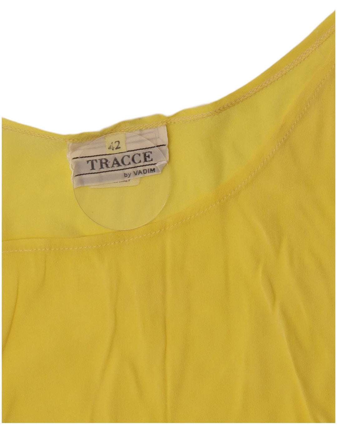 Vintage Womens Crop Ærmeløs bluse Top IT 42 Medium Yellow Acetate