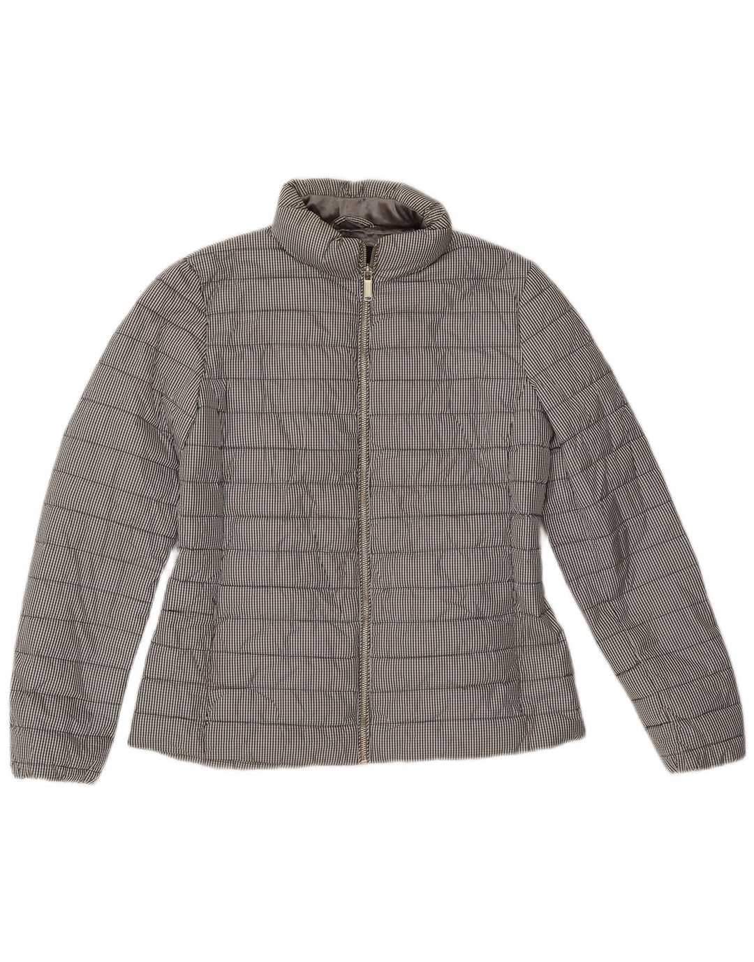 Massimo Dutti Dame Polstret Jakke UK 14 Medium Grey Gingham Polyester