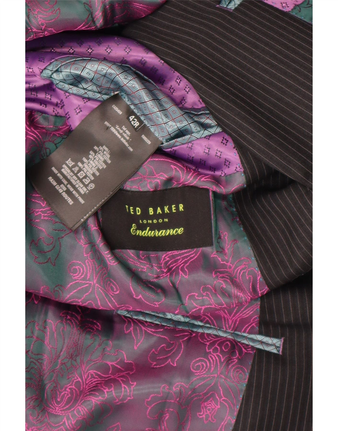 Ted Baker Herre 2-knaps blazerjakke UK 42 XL Sort nålestribet uld